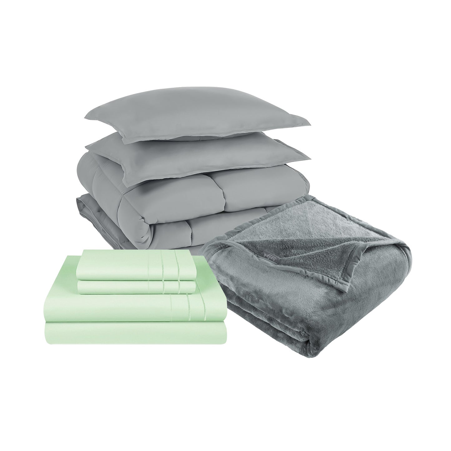 Pack Cobertor Gris + Sabana + Frazada Gris King